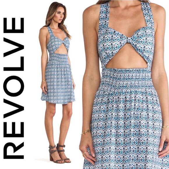 Revolve Basta Surf Naxos Midriff Cutout Floral Print Dress in Grecian Flower XS - Picture 2 of 11